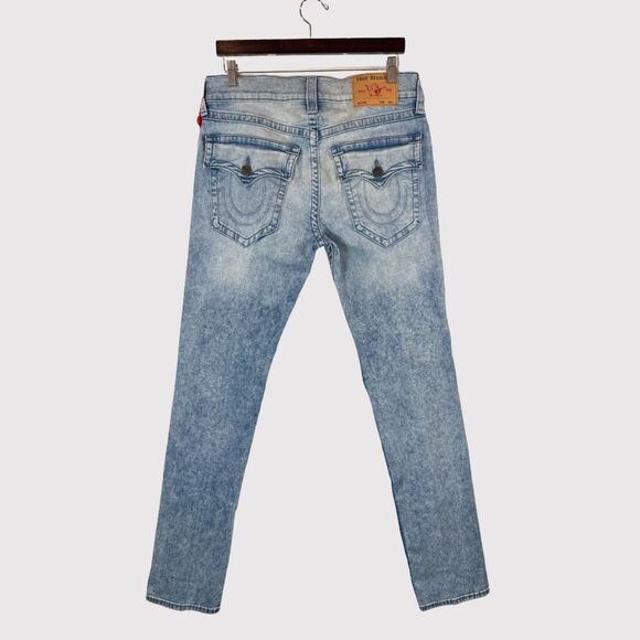 True Religion Mens Jeans Blue Rocco Relaxed Skinny Denim Stretch Acid Wash 32x34 - Picture 2 of 14